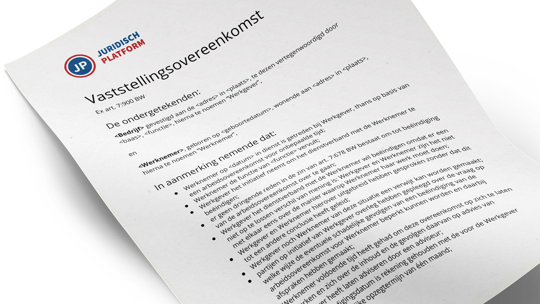 Inhoud van een vaststellingsovereenkomst bij ontslag