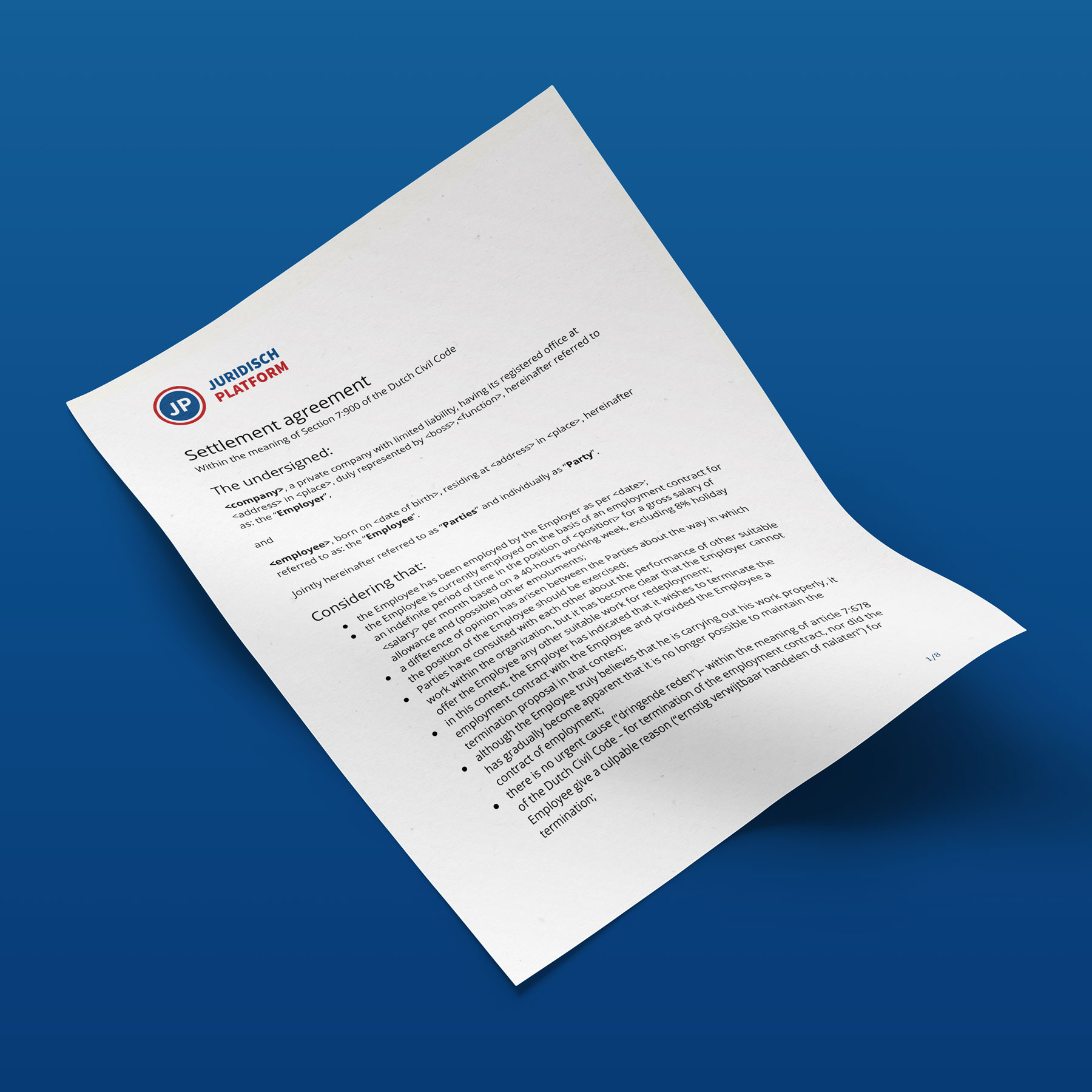 Download a settlement agreement in English